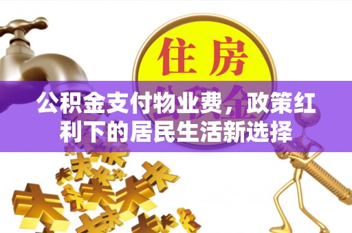 头城公积金支付物业费，政策红利下的居民生活新选择